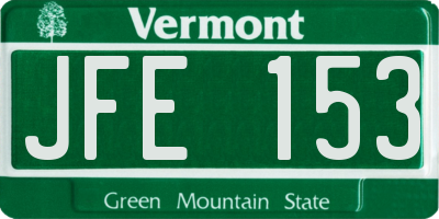 VT license plate JFE153