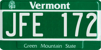 VT license plate JFE172