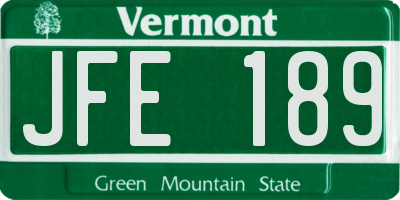 VT license plate JFE189