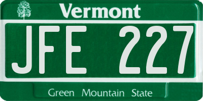 VT license plate JFE227