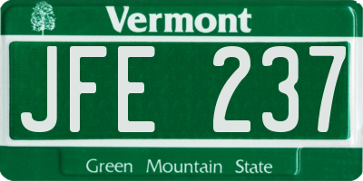 VT license plate JFE237