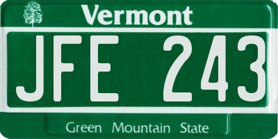 VT license plate JFE243