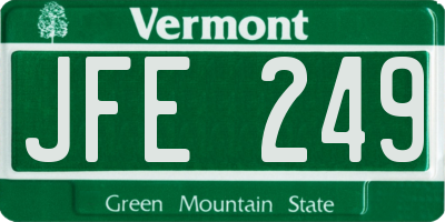 VT license plate JFE249