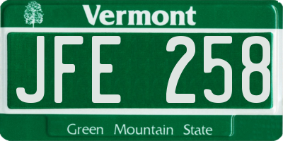 VT license plate JFE258