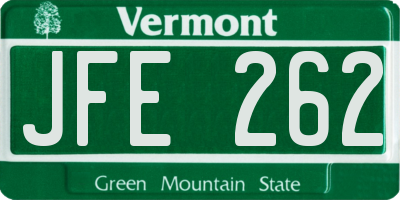 VT license plate JFE262