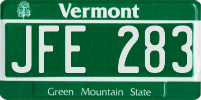VT license plate JFE283