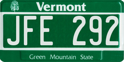 VT license plate JFE292