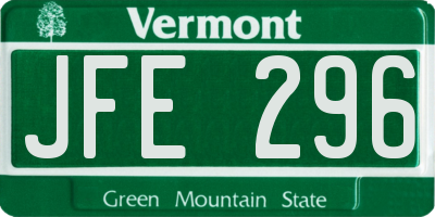 VT license plate JFE296