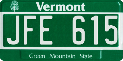 VT license plate JFE615