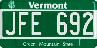 VT license plate JFE692