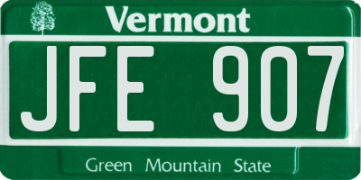 VT license plate JFE907