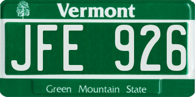 VT license plate JFE926