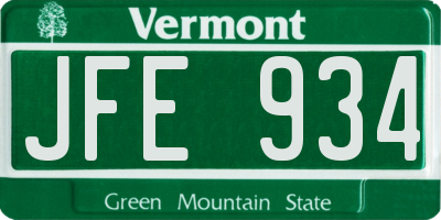 VT license plate JFE934
