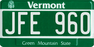 VT license plate JFE960