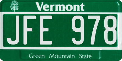 VT license plate JFE978