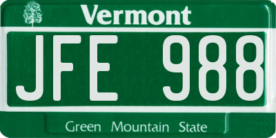 VT license plate JFE988