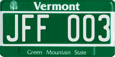 VT license plate JFF003