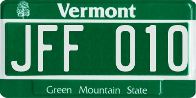 VT license plate JFF010