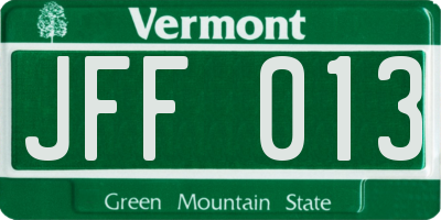 VT license plate JFF013