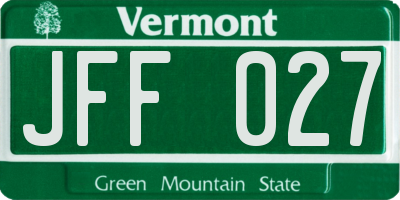 VT license plate JFF027