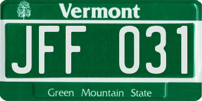 VT license plate JFF031