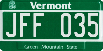 VT license plate JFF035