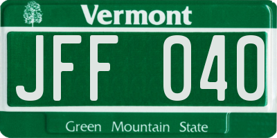 VT license plate JFF040