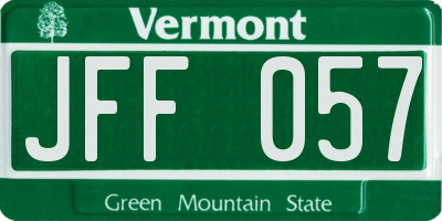 VT license plate JFF057