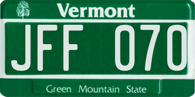 VT license plate JFF070