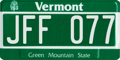 VT license plate JFF077