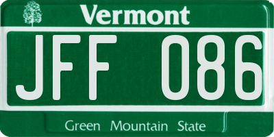 VT license plate JFF086