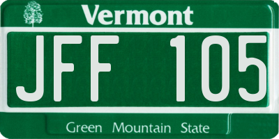 VT license plate JFF105