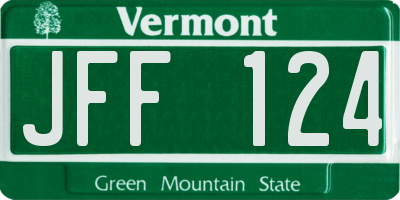 VT license plate JFF124