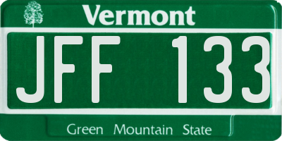 VT license plate JFF133