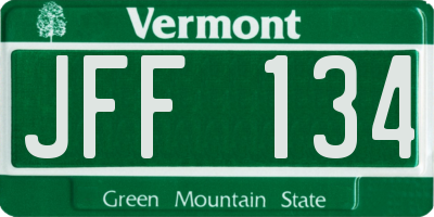 VT license plate JFF134