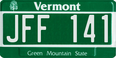 VT license plate JFF141