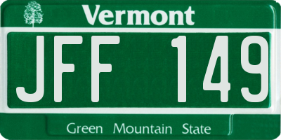 VT license plate JFF149