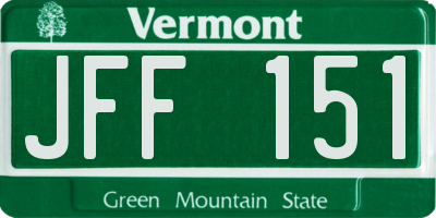 VT license plate JFF151