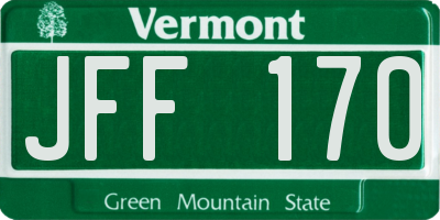 VT license plate JFF170