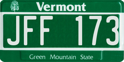 VT license plate JFF173