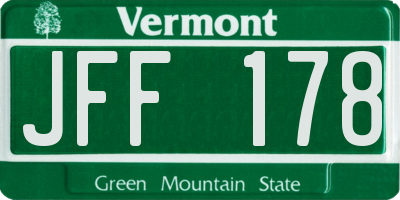 VT license plate JFF178