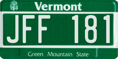 VT license plate JFF181