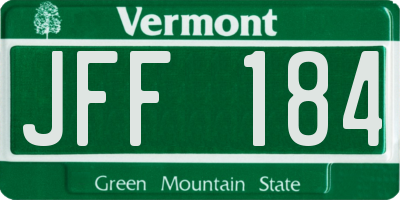 VT license plate JFF184