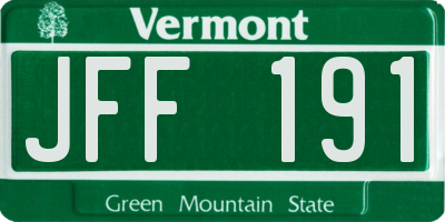 VT license plate JFF191