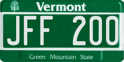VT license plate JFF200