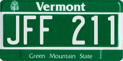 VT license plate JFF211