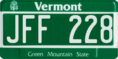 VT license plate JFF228
