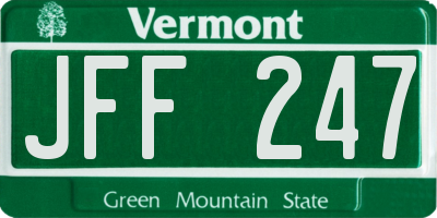 VT license plate JFF247