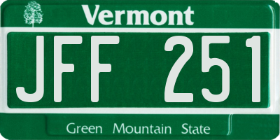 VT license plate JFF251