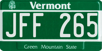 VT license plate JFF265